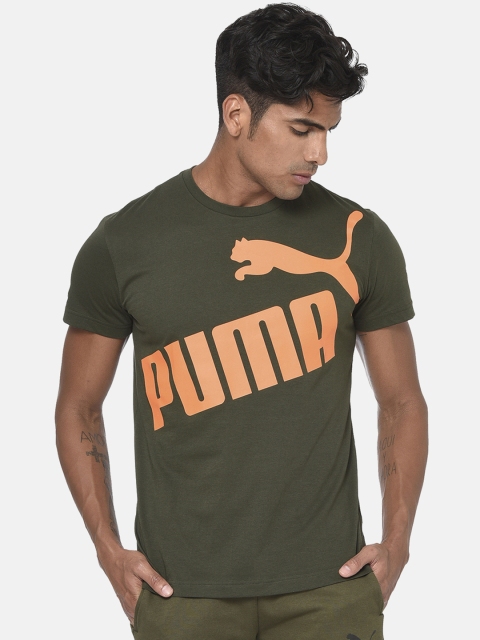 

Puma Men Olive Green Printed Round Neck T-shirt