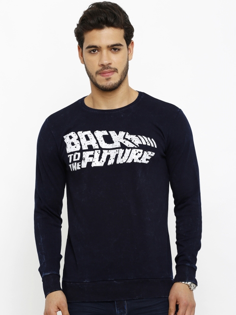 Rex Straut Jeans Men Blue Slim Fit Printed Sweatshirt