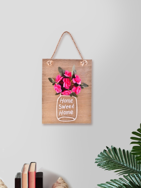 

Archies Love Gifts Beige & Pink Wall Hanging With Artificial Flower