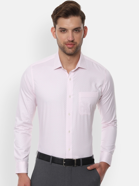 Van Heusen Men Pink Slim Fit Printed Formal Shirt