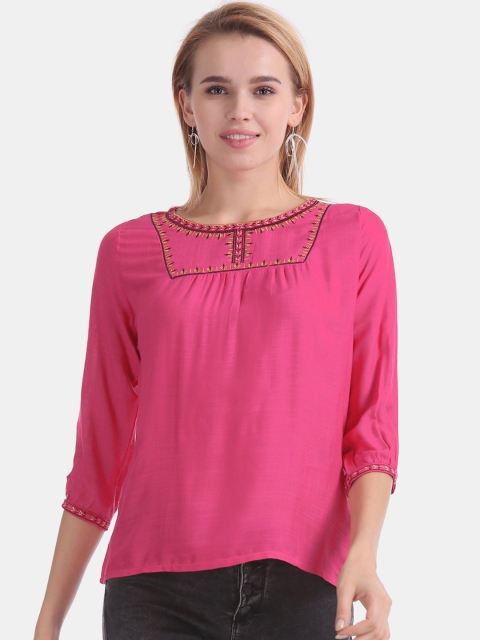 

Bronz Women Pink Solid Top