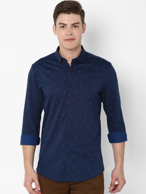 

Allen Solly Men Navy Blue & Red Slim Fit Printed Casual Shirt