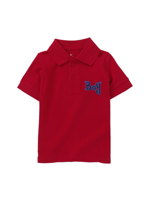 

KiddoPanti Boys Red Solid Polo Collar T-shirt