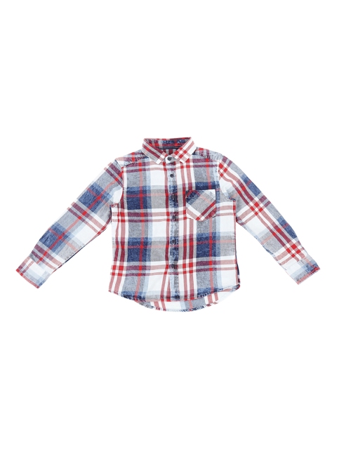 

Pantaloons Junior Boys White & Blue Regular Fit Checked Casual Shirt