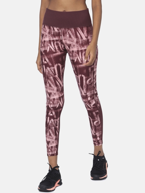 

Puma Women Pink & Burgundy Studio 7 8 Graphic Tights