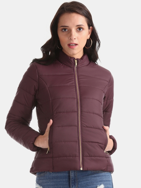 

Cherokee Women Purple Solid Quilted Jacket