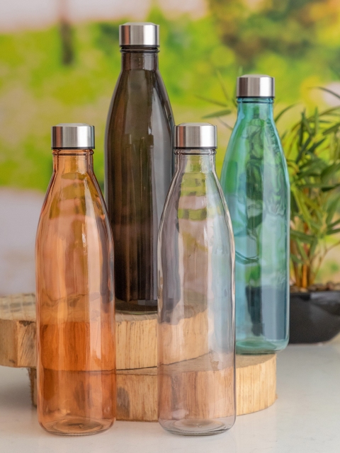

GOODHOMES Set of 4 Glass Bottles with Airtight Cap, Multi