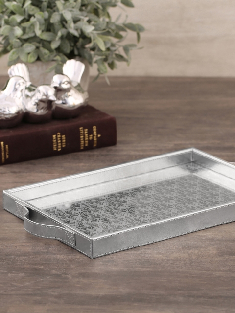 

Pure Home and Living Silver-Toned Maya Small Rectangular Serving Tray