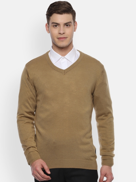 

Van Heusen Men Khaki Solid Pullover Sweater
