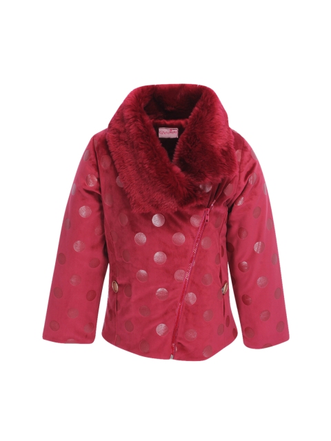 

CUTECUMBER Girls Maroon Printed Tailored Jacket