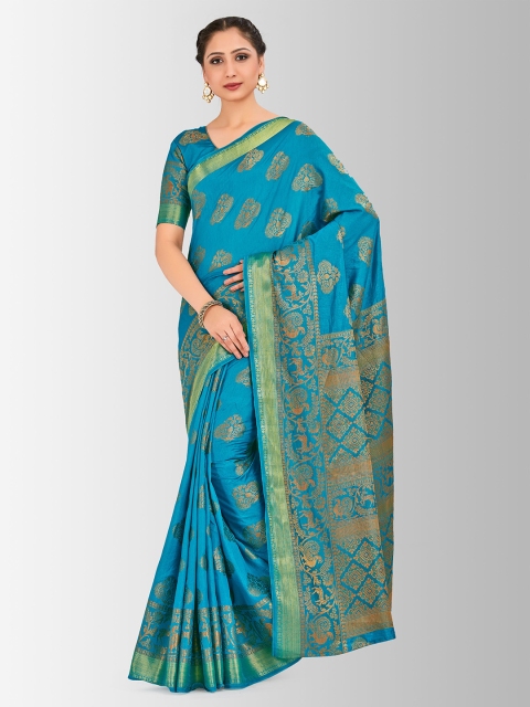 

MIMOSA Blue Art Silk Woven Design Kanjeevaram Saree