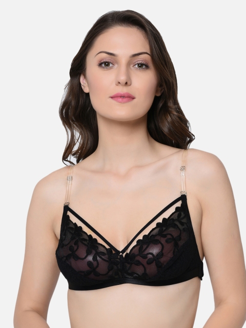 

Da Intimo Black Self Design Non-Wired Non Padded Everyday Bra DI-1067-R19