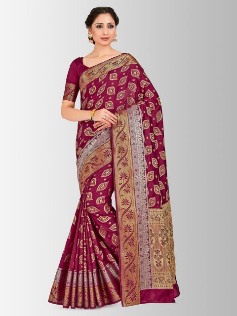 

Mitera Purple Art Silk Woven Design Kanjeevaram Saree