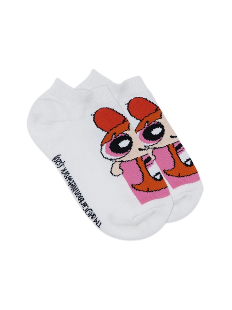 

Cartoon Network Women White & Pink Patterned Ankle-Length Socks