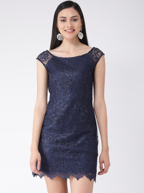 

Latin Quarters Women Navy Blue Self Design Sheath Dress