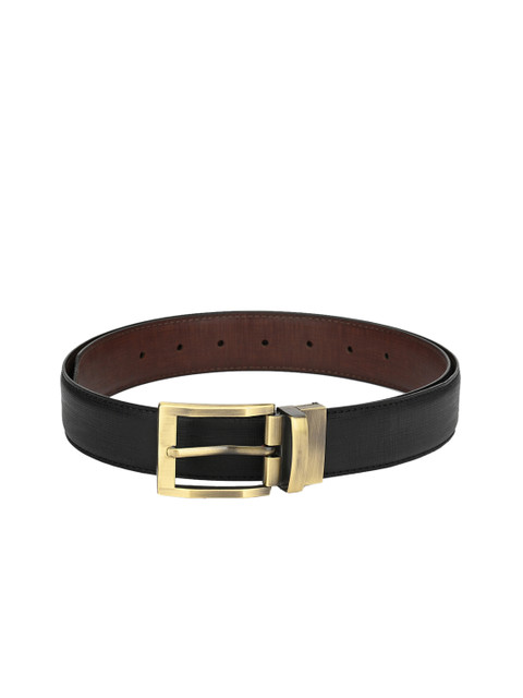 

Calvadoss Men Black Textured Reversible Belt