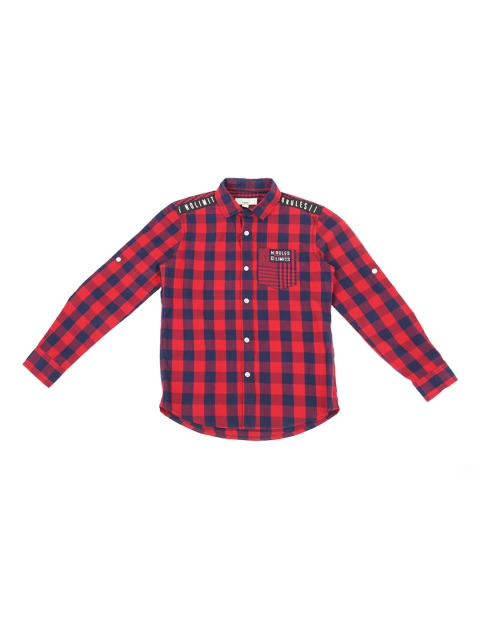 

Pantaloons Junior Boys Red & Blue Regular Fit Checked Casual Shirt