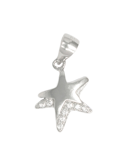 

Unniyarcha Jewellery 92.5 Sterling Silver White CZ Studded Star Pendant