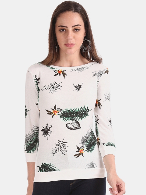 

Cherokee Women White & Black Printed Pullover Sweatshirt