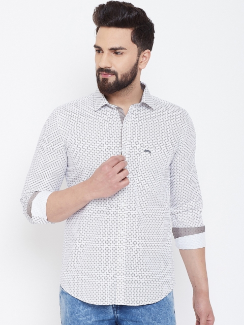 

JUMP USA Men White Slim Fit Printed Casual Shirt