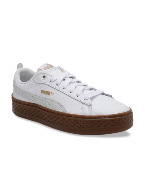

Puma Women White Puma Smash Platform L Leather Sneakers
