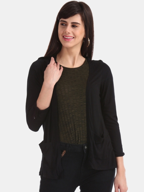 

Cherokee Women Black Solid Open Front Shrug