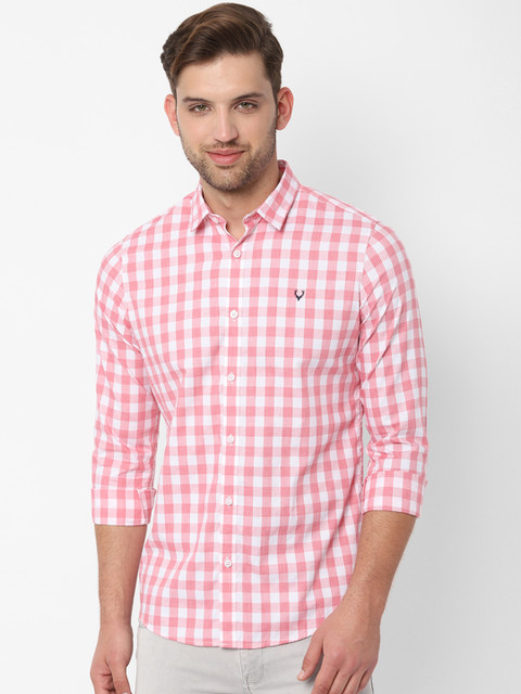 

Allen Solly Sport Men Pink & White Regular Fit Checked Casual Shirt