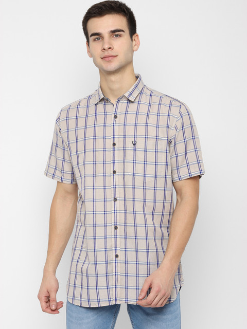 

Allen Solly Men Grey & Blue Slim Fit Checked Casual Shirt