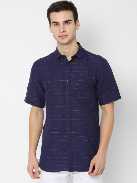 

Allen Solly Men Navy Blue Slim Fit Striped Casual Shirt