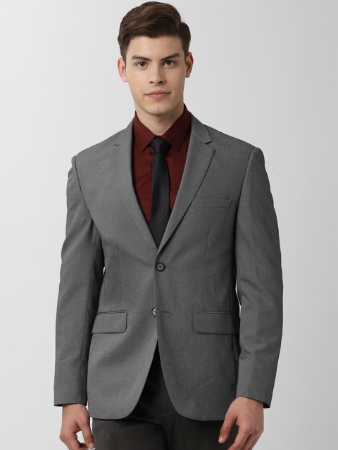 

Peter England Men Grey Self Design Slim Fit Single-Breasted Formal Blazer