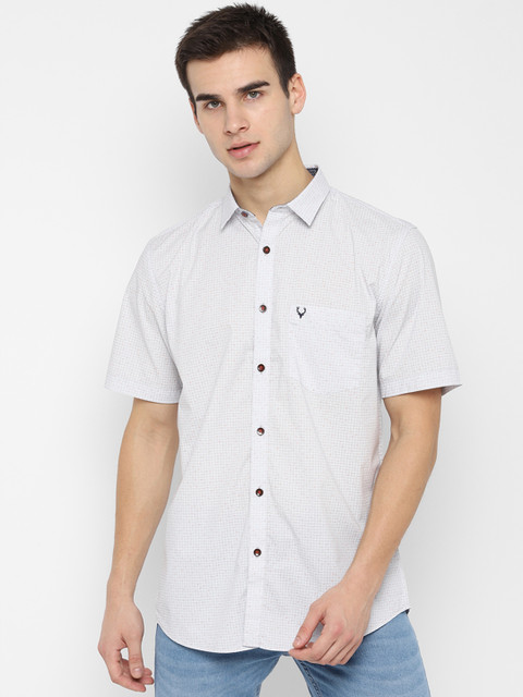 

Allen Solly Men Grey & Red Slim Fit Checked Casual Shirt