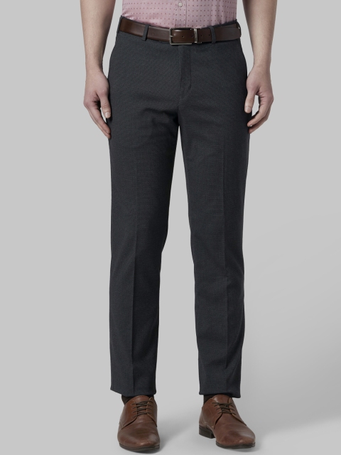 

Park Avenue Men Charcoal Grey Regular Fit Self Design Regular Trousers