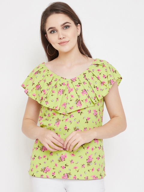 

Ruhaans Women Green Floral Print Top