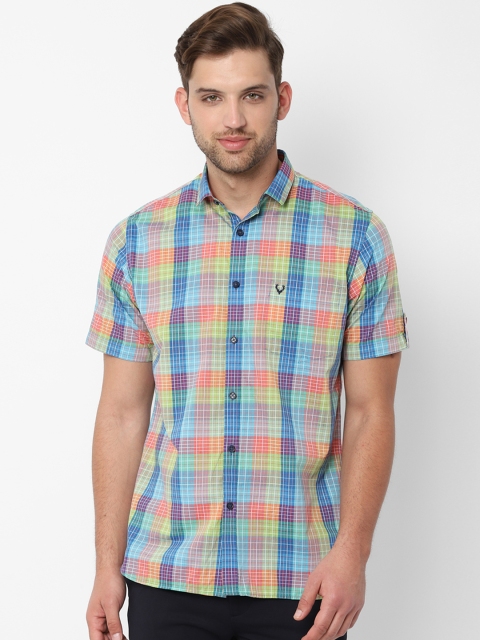 

Allen Solly Men Blue & Pink Slim Fit Checked Casual Shirt