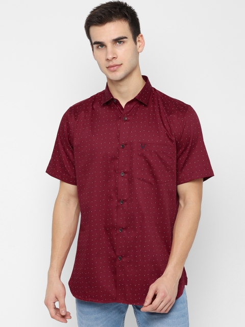 

Allen Solly Men Maroon & White Slim Fit Printed Casual Shirt
