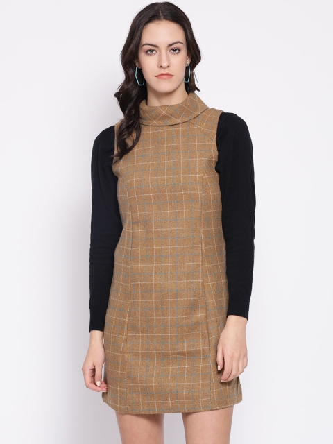 

Oxolloxo Women Brown Checked Sheath Dress