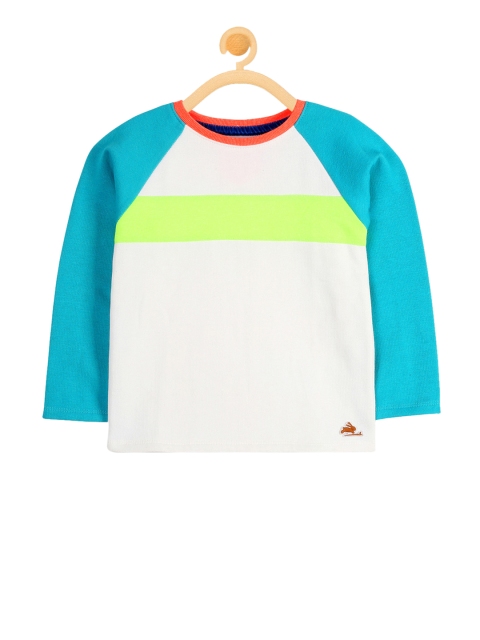 

Cherry Crumble Boys White & Blue Colourblocked Sweatshirt