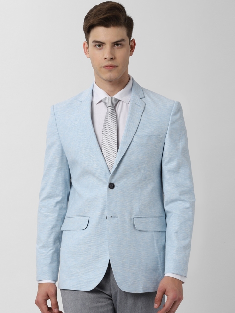 

Peter England Men Blue Self Design Slim Fit Single-Breasted Formal Blazer