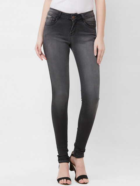 

109F Women Grey Skinny Fit Mid-Rise Clean Look Jeans