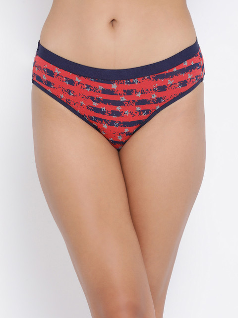 

Clovia Women Red & Navy Blue Printed Low-Rise Bikini Briefs PN3401P04S