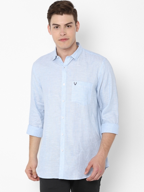 

Allen Solly Men Blue Slim Fit Self Design Casual Linen Shirt