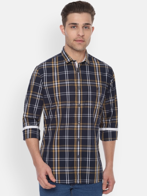 

Van Heusen Sport Men Navy Blue Slim Fit Checked Casual Shirt