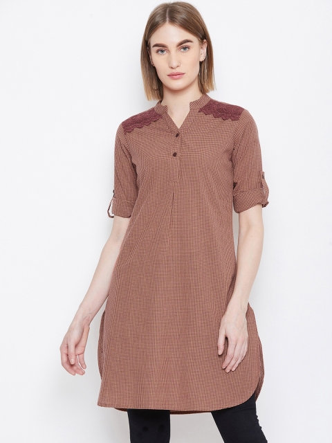 

Ruhaans Women Brown Checked Tunic