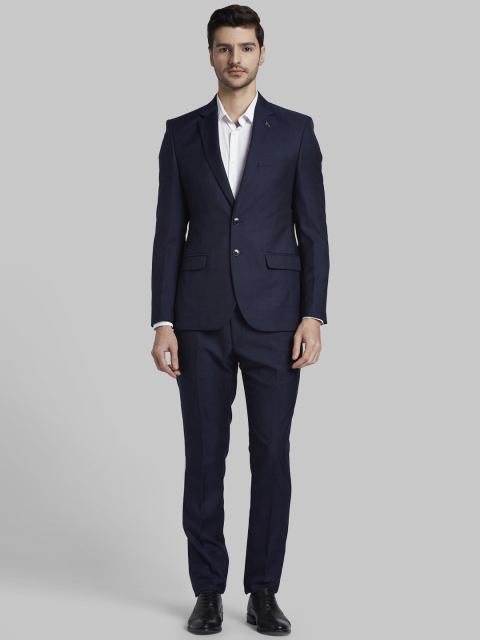 

Parx Men Blue Self-Design Single-Breasted Formal Suit