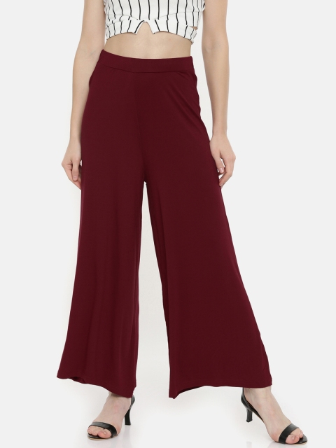 

Bitz Women Maroon Solid Flared Palazzos
