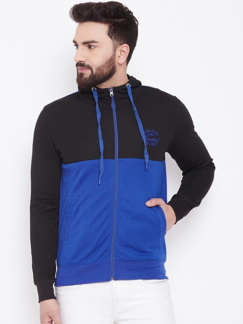 

Adobe Men Navy Blue Colourblocked Hooded Sweatshirt