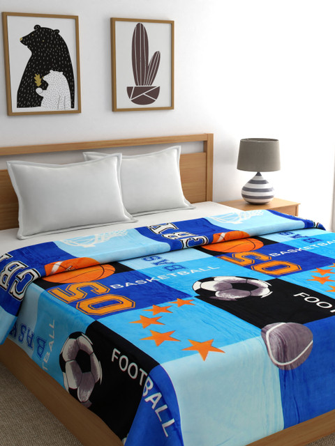 

A Homes Grace Blue & Black Checked Mild Winter 350 GSM Double Bed Blanket