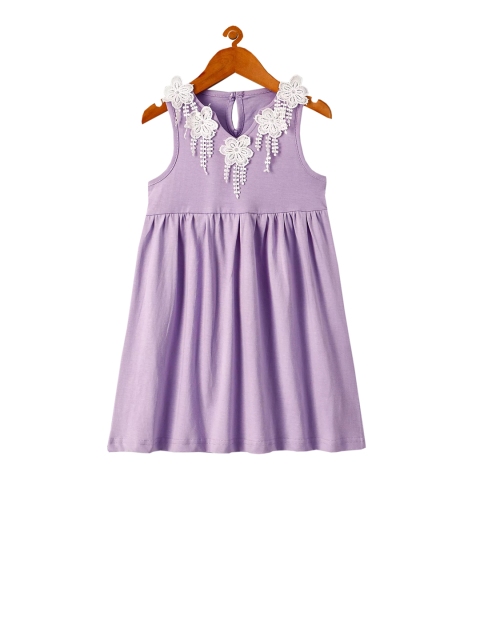 

KiddoPanti Girls Lavender Solid Fit and Flare Dress