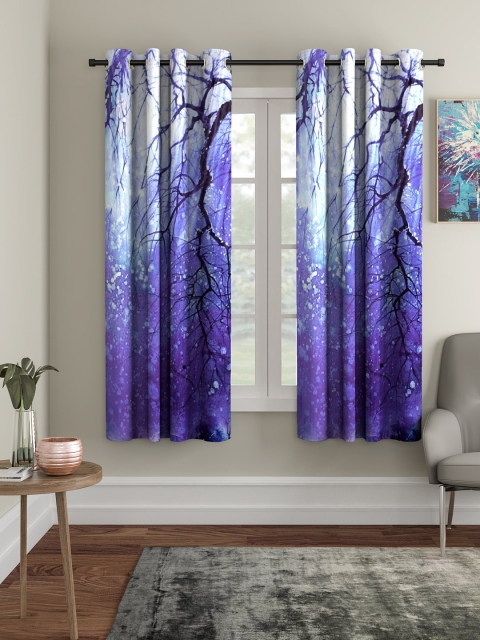 

Home Sizzler Blue & Black Set of 2 Window Curtains
