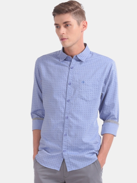 

Ruggers Men Blue Slim Fit Printed Casual Shirt